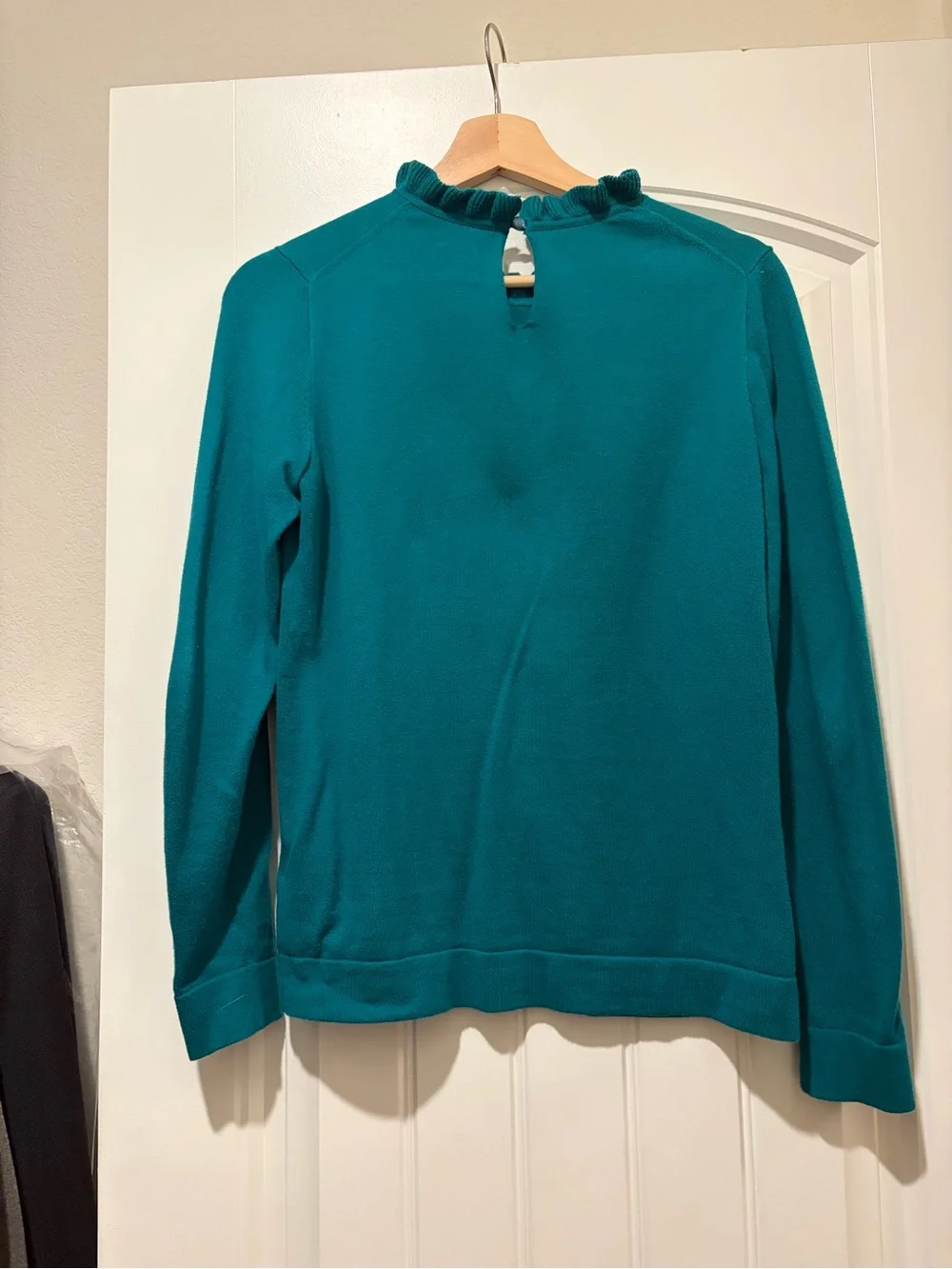 J. Crew Teal Ruffle Neck Sweater